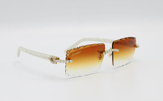 Luxury Cartier Eyewear Brown Lenses Yellow Gold