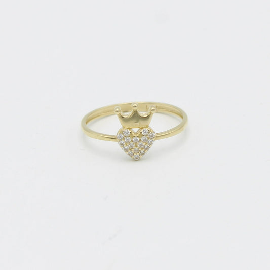 14K Crown / Heart Cz Stones Yellow Gold