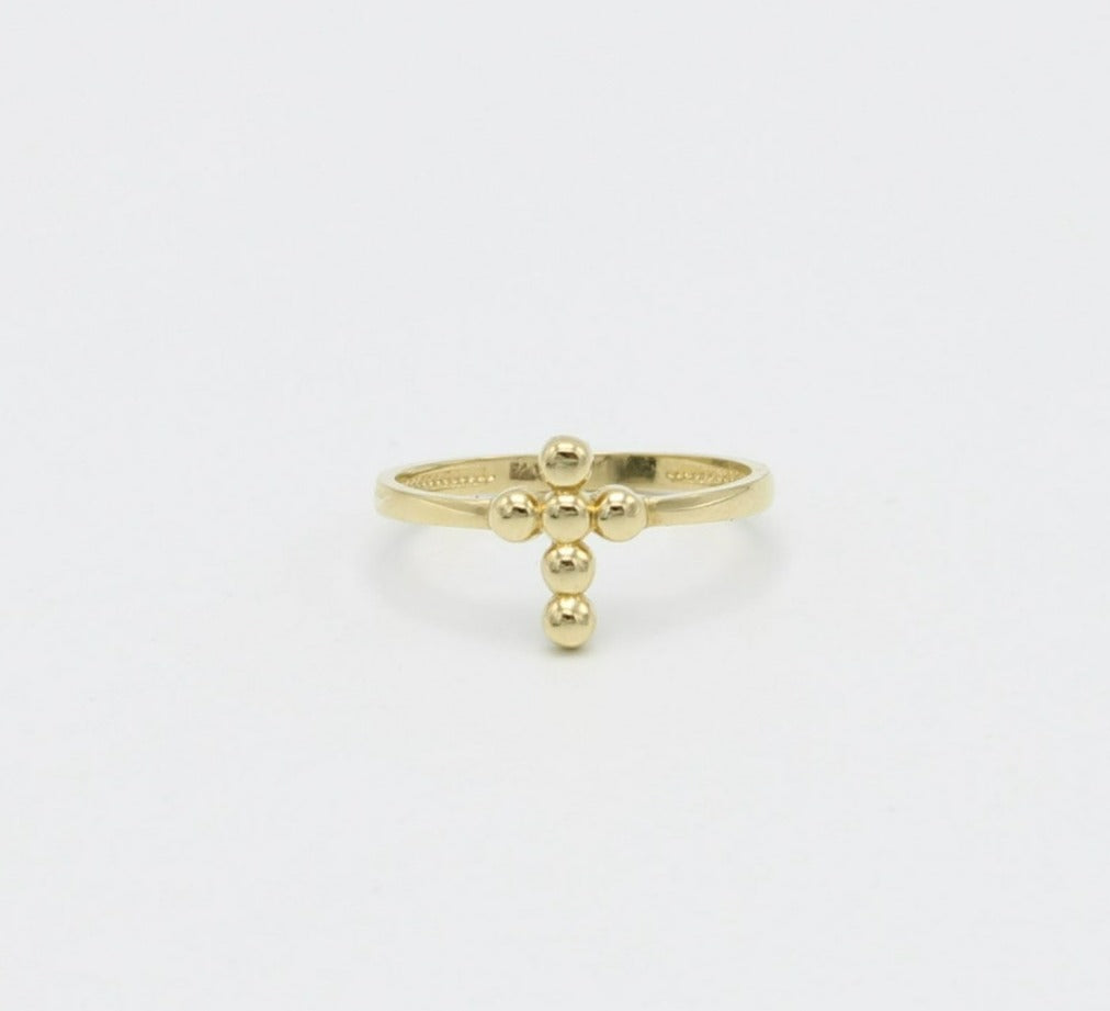 14K Cross Ring Yellow Gold