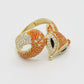 14K Fox Ring Cz Stone Yellow Gold