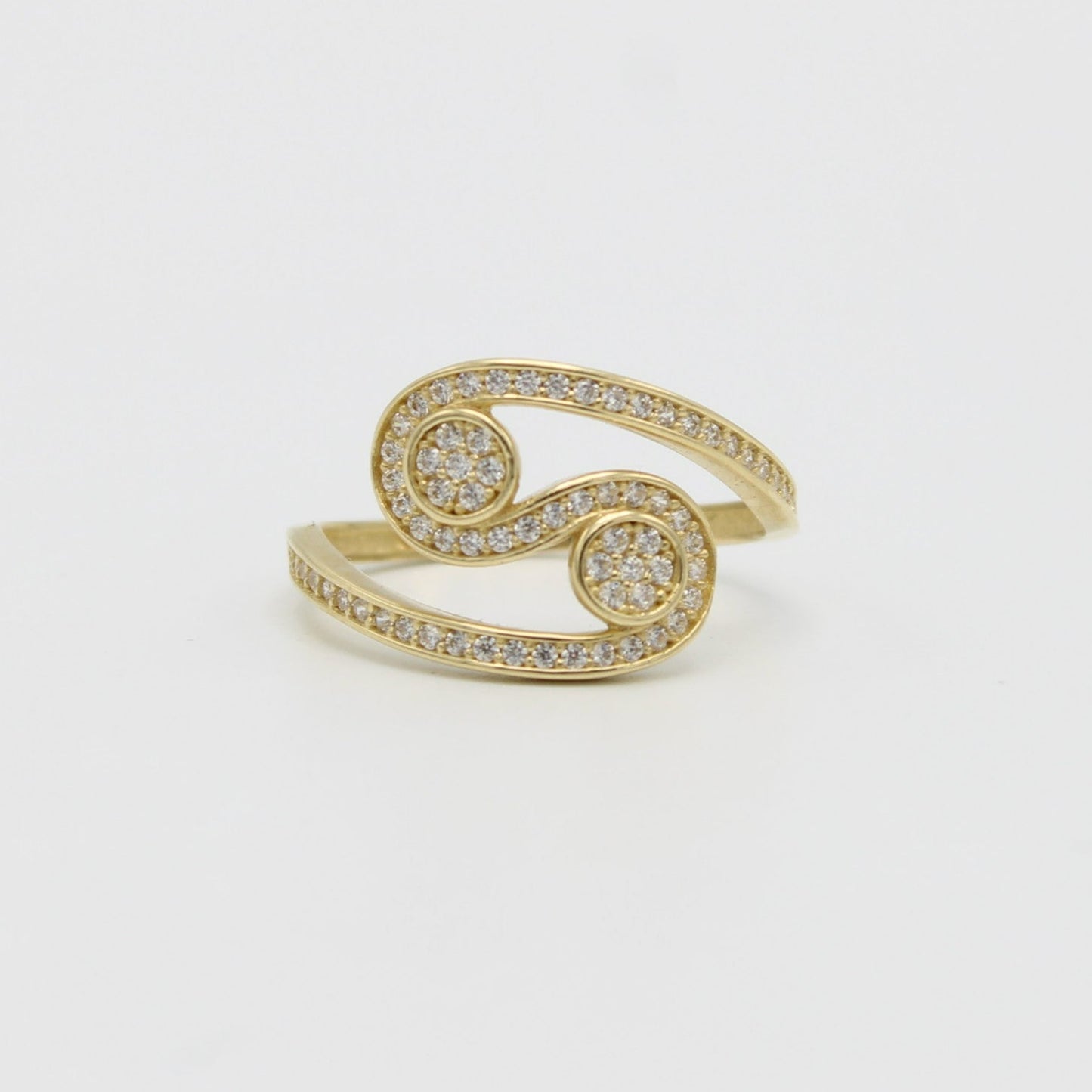 14K Yin and Yang Ring Cz Stone Yellow Gold