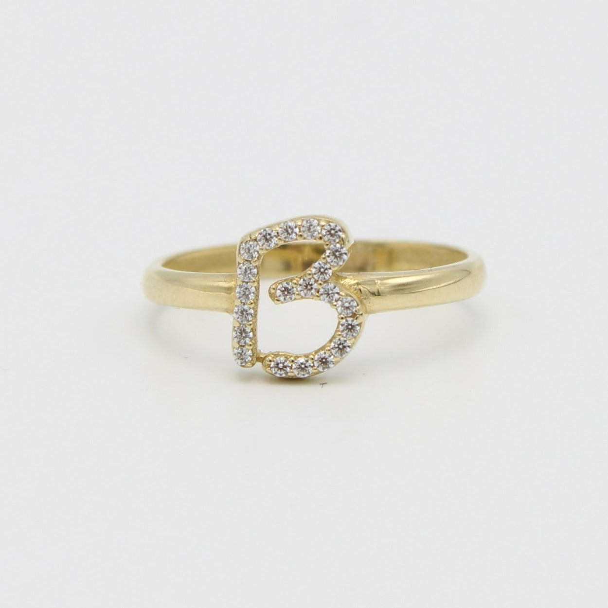 14K Initial Name (B) Ring Cz Stones Yellow Gold