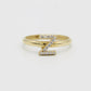 14K Initial Name ( Z ) Ring Cz Stones Yellow Gold