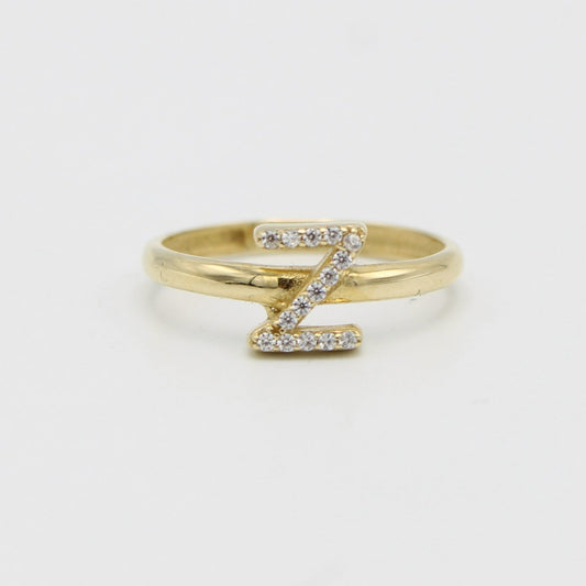 14K Initial Name ( Z ) Ring Cz Stones Yellow Gold