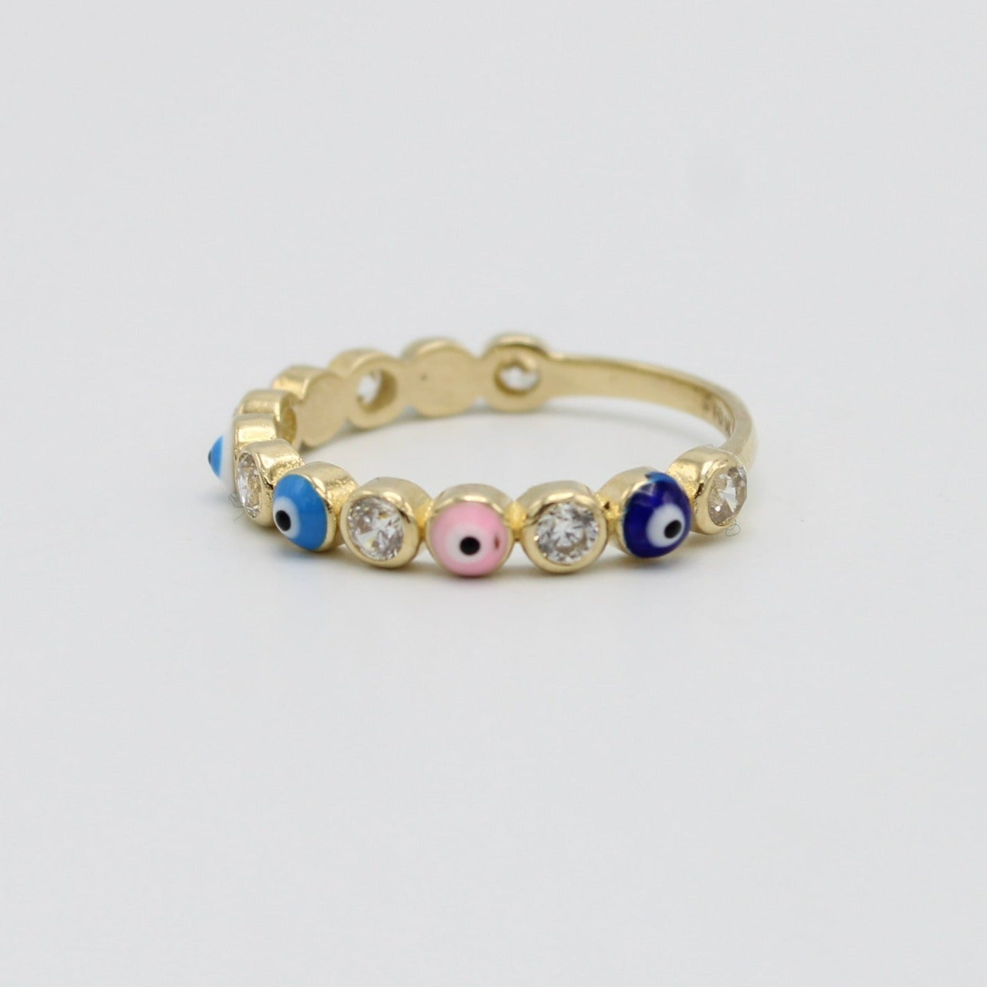 14K Evil Eye Ring Cz Stones  Yellow Gold