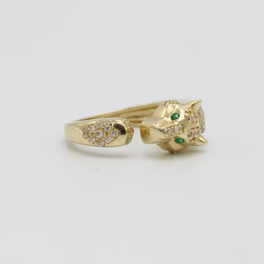 14K Panther Ring Cz Stones  Yellow Gold