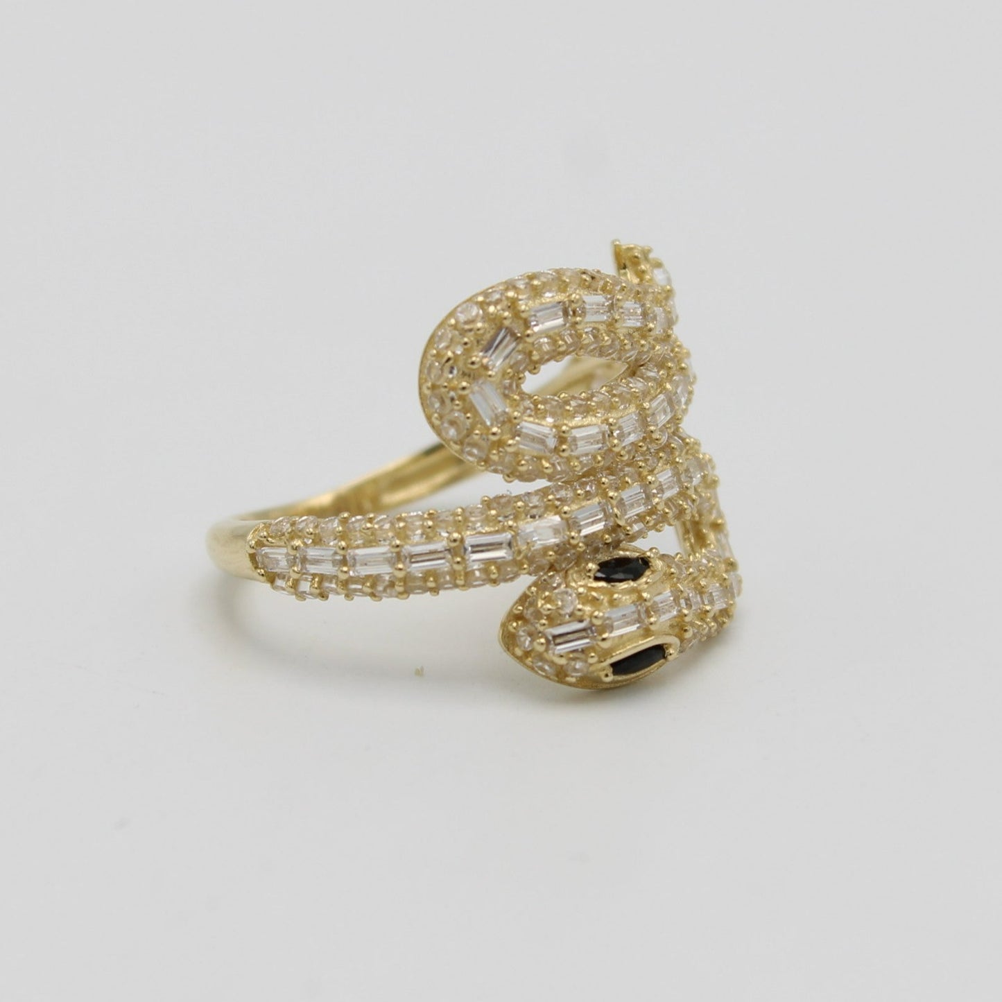 14k Snake Ring Cz Stones Yellow Gold