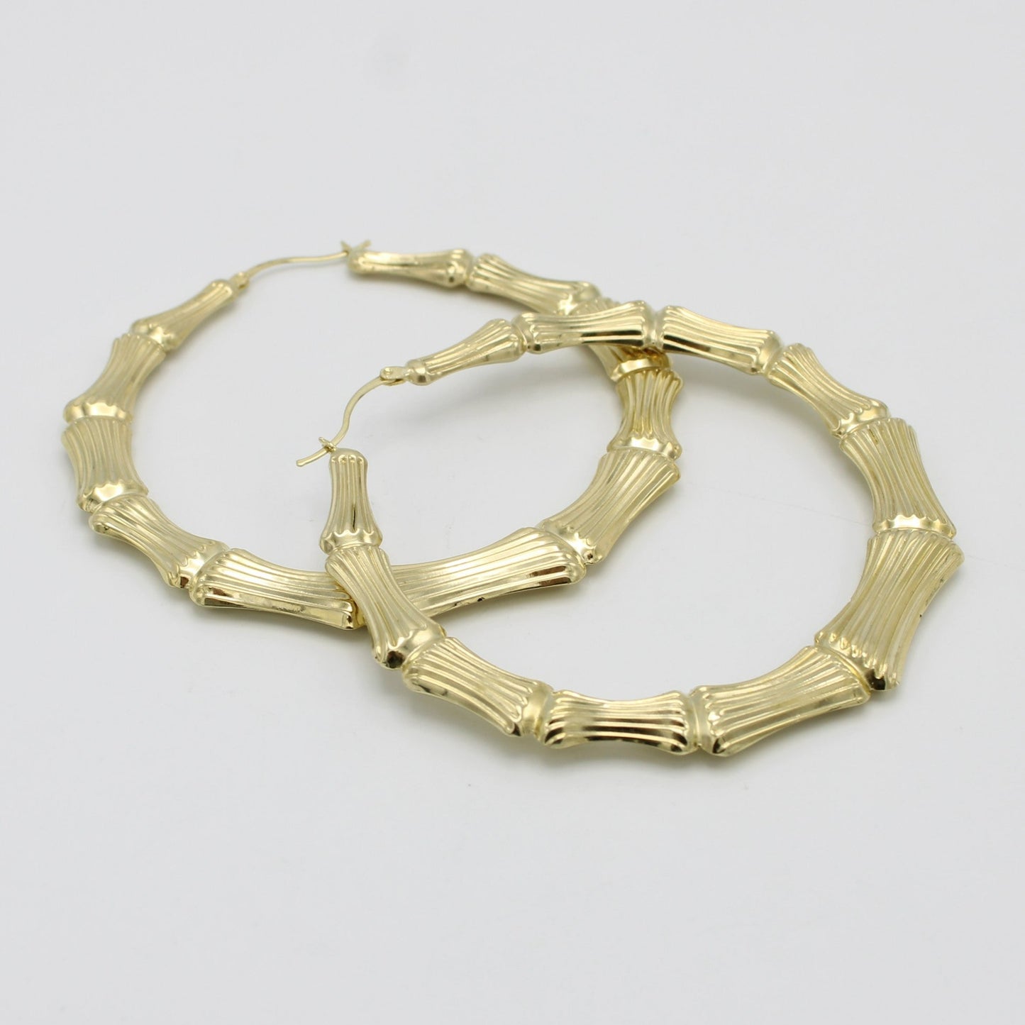 14K Bambu Hoops Yellow Gold