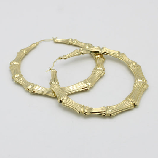 14K Bambu Hoops Yellow Gold