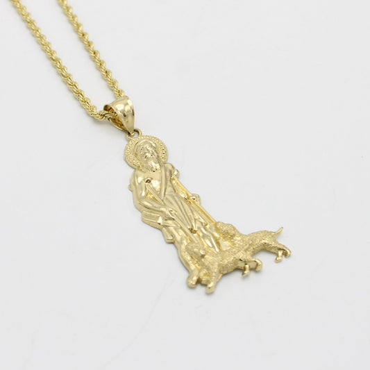 14K San Lazaro Pendant With Rope Chain Yellow Gold