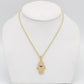 14K Hamsa Pendant  ( Red ) Cz Stones With Rope Chain Yellow Gold