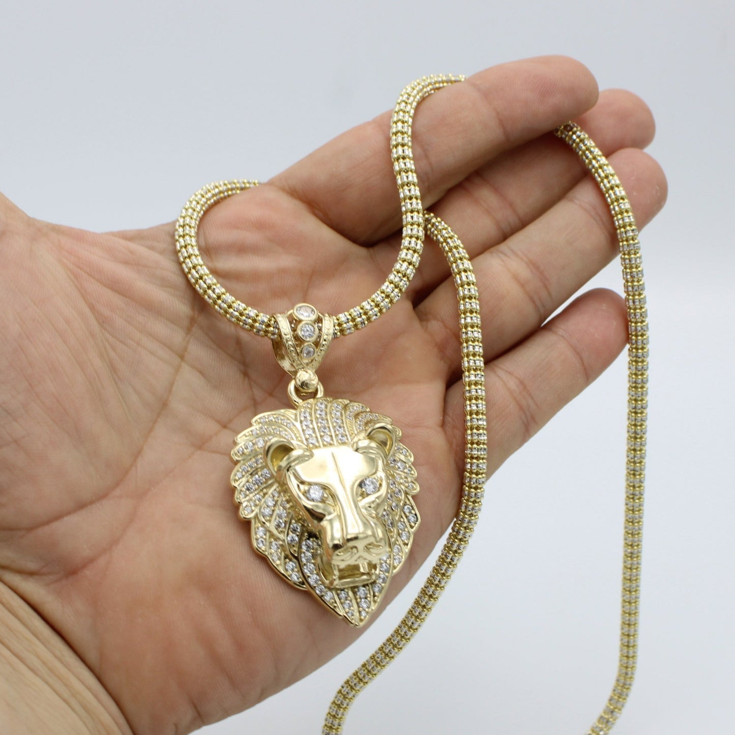 Barbed Wire Style Chain Necklace Lion Necklace Gold Chunky -  in 2023