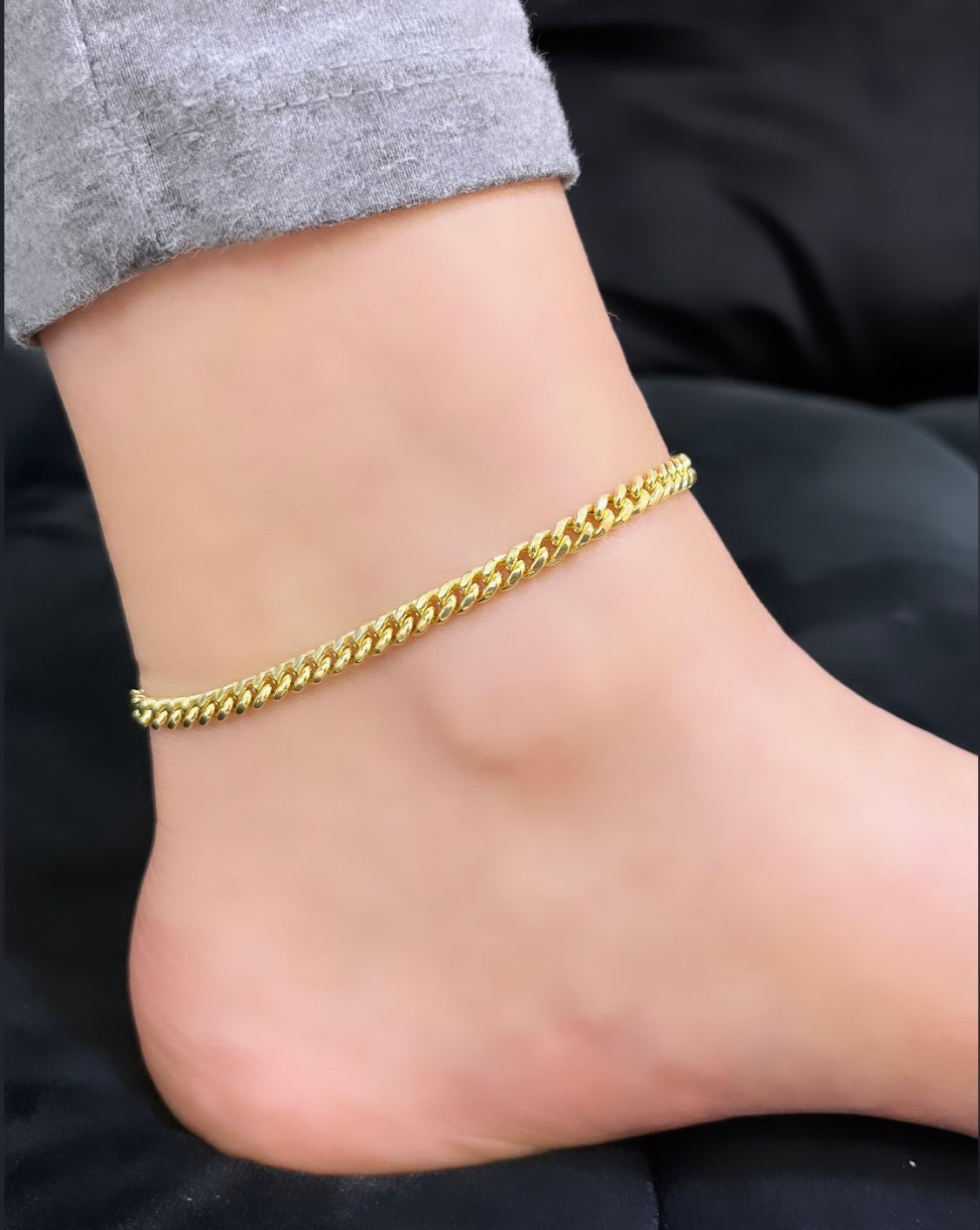 14k Miami Cuban Ankle Bracelet Yellow Gold