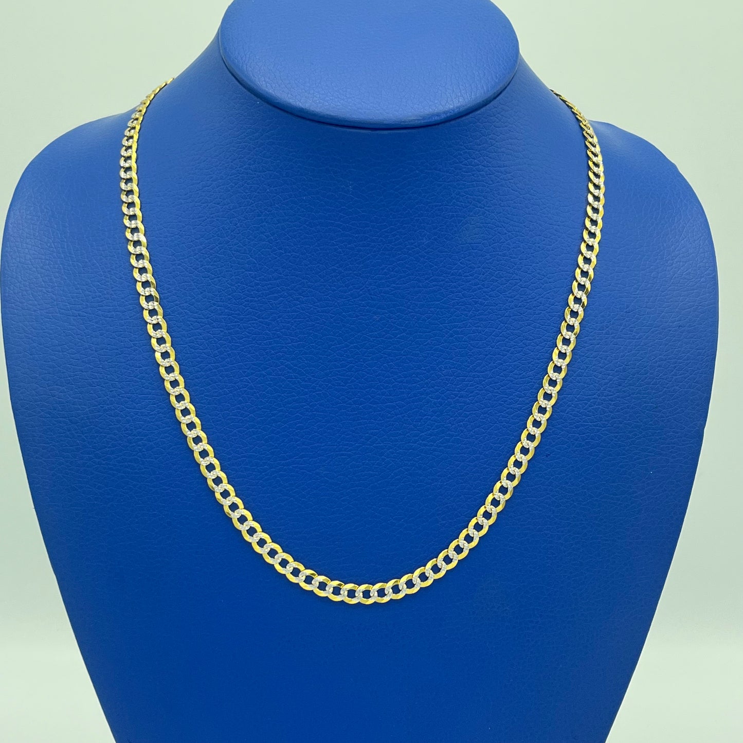 14K Solid Classic Flat Cuban Chain Two Tones \\ 5.5 mm - 22” \\