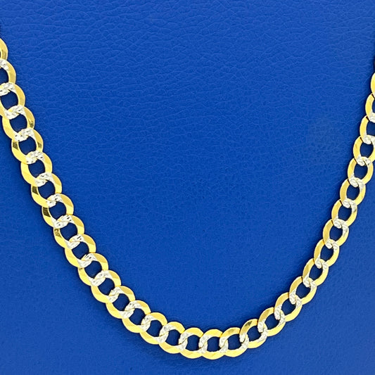 14K Solid Classic Flat Cuban Chain Two Tones \\ 8.3 mm - 26” \\