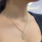 14K Guadalupe Virgen Pendant Cz Stones with Hollow Rope Chain Yellow Gold