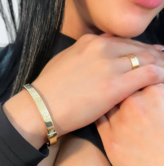 14K Love Set Bangle and Ring Yellow Gold