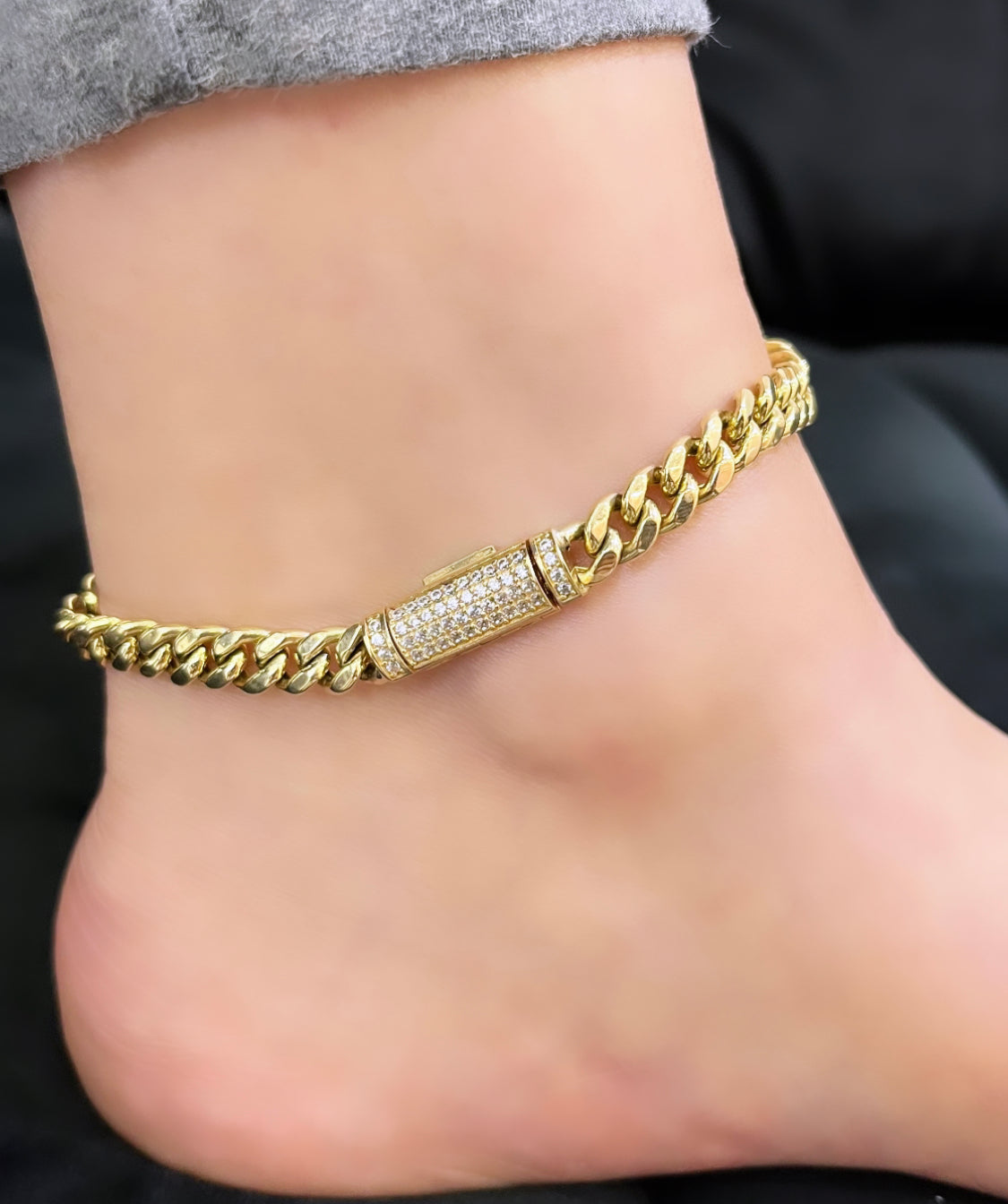 14k Miami Cuban Ankle Bracelet Yellow Gold