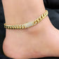 14k Miami Cuban Ankle Bracelet Two Tones Yellow Gold