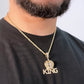 14K Crown King Pendant Cz Stones With Rope Chain Yellow Gold