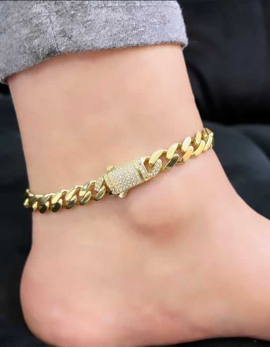 14k Hollow Ittallo Ankle Bracelet Yellow Gold